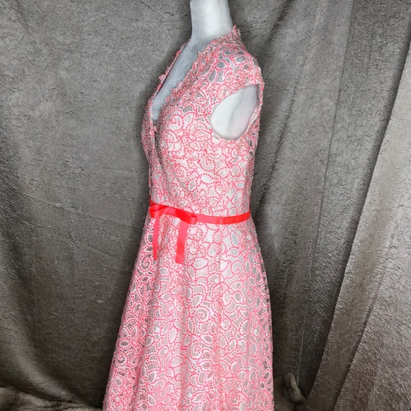 Jovani Pink White Sparkly Fit & Flare Dress - Picture 5 of 6